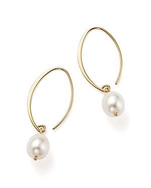 Saks Fifth Avenue Made in Italy Saks Fifth Avenue Women's 10MM White Oval Freshwater Pearl & 14K Yellow Gold Drop Earrings  - female - Size: one-size Product Image