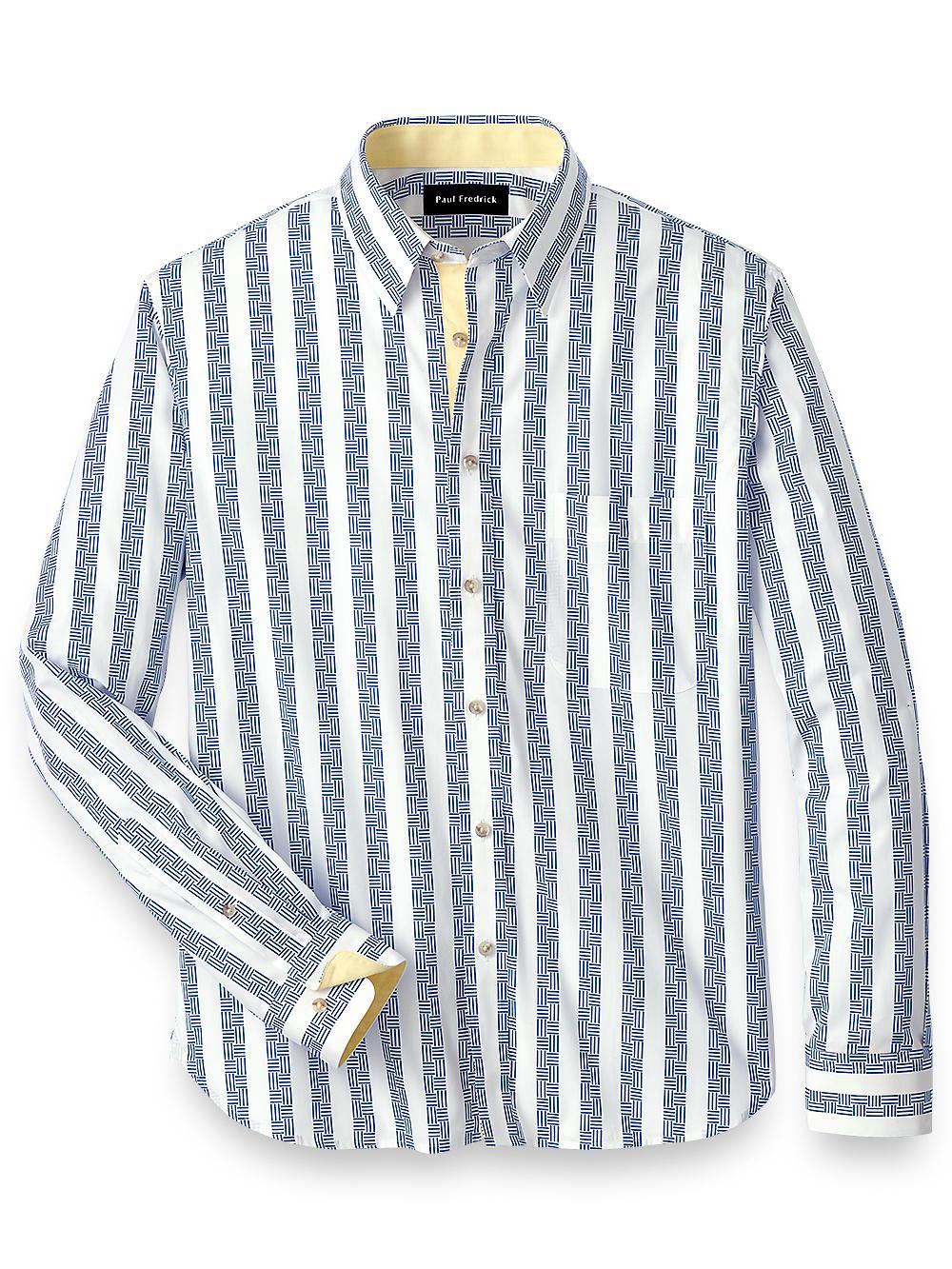 Slim Fit Cotton Stripe Print Casual Shirt Product Image