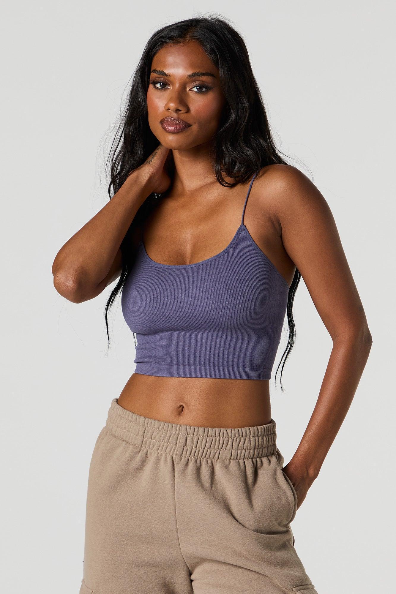 Seamless Ribbed Cropped Bungee Cami Female Product Image