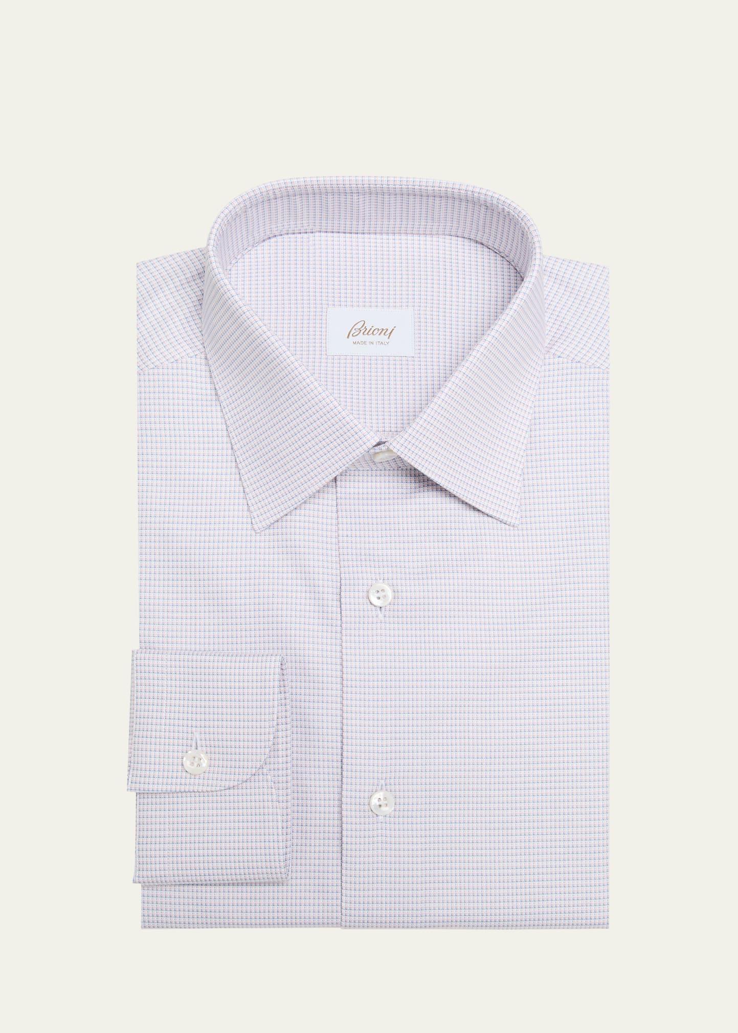 Mens Cotton Micro-Check Dress Shirt Product Image