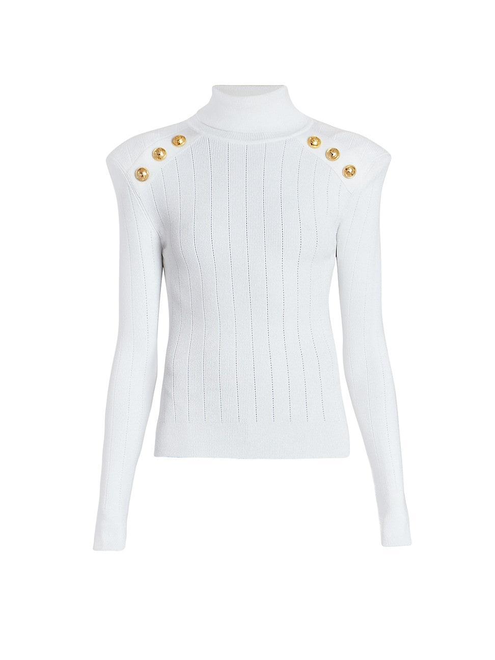 Womens Button-Trimmed Turtleneck Sweater product image