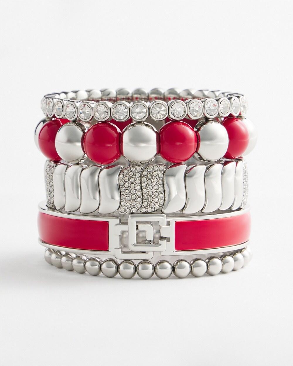 Red Beaded Stretch Bracelet Product Image