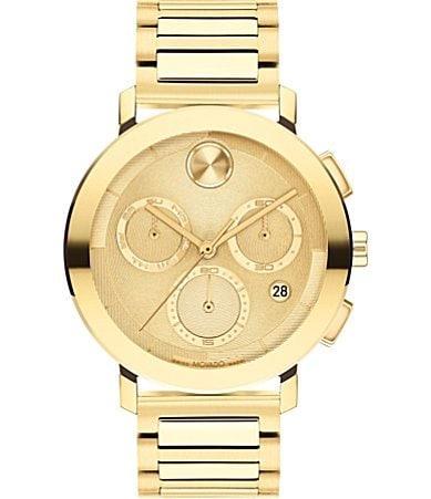 Movado Mens Swiss Chronograph Bold Evolution 2.0 Gold Ion Plated Steel Bracelet Watch 42mm - Gold-tone Product Image