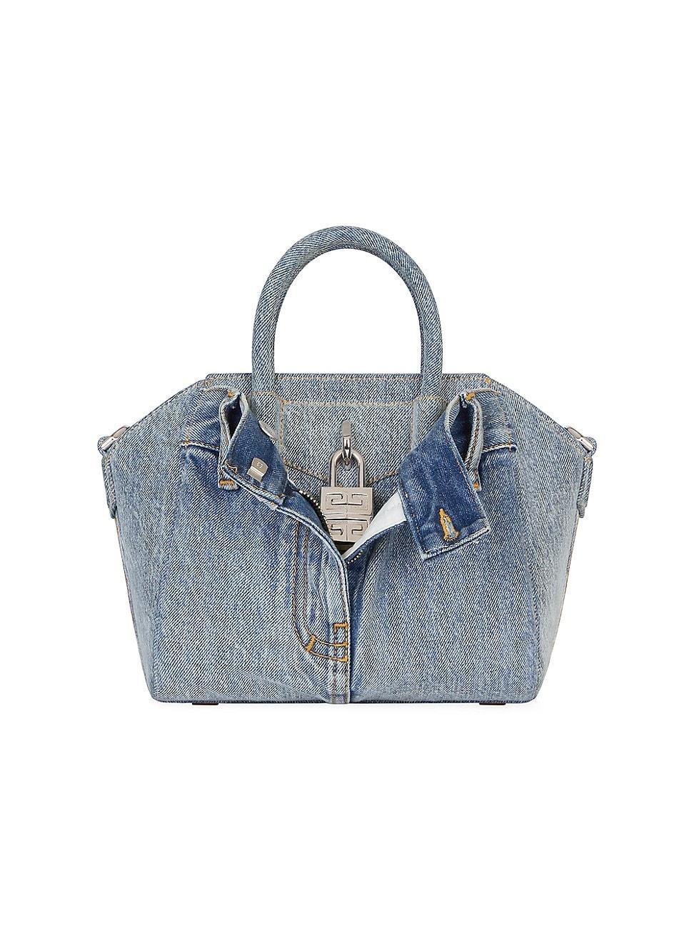 Womens Mini Antigona Lock Bag In Jeans Product Image