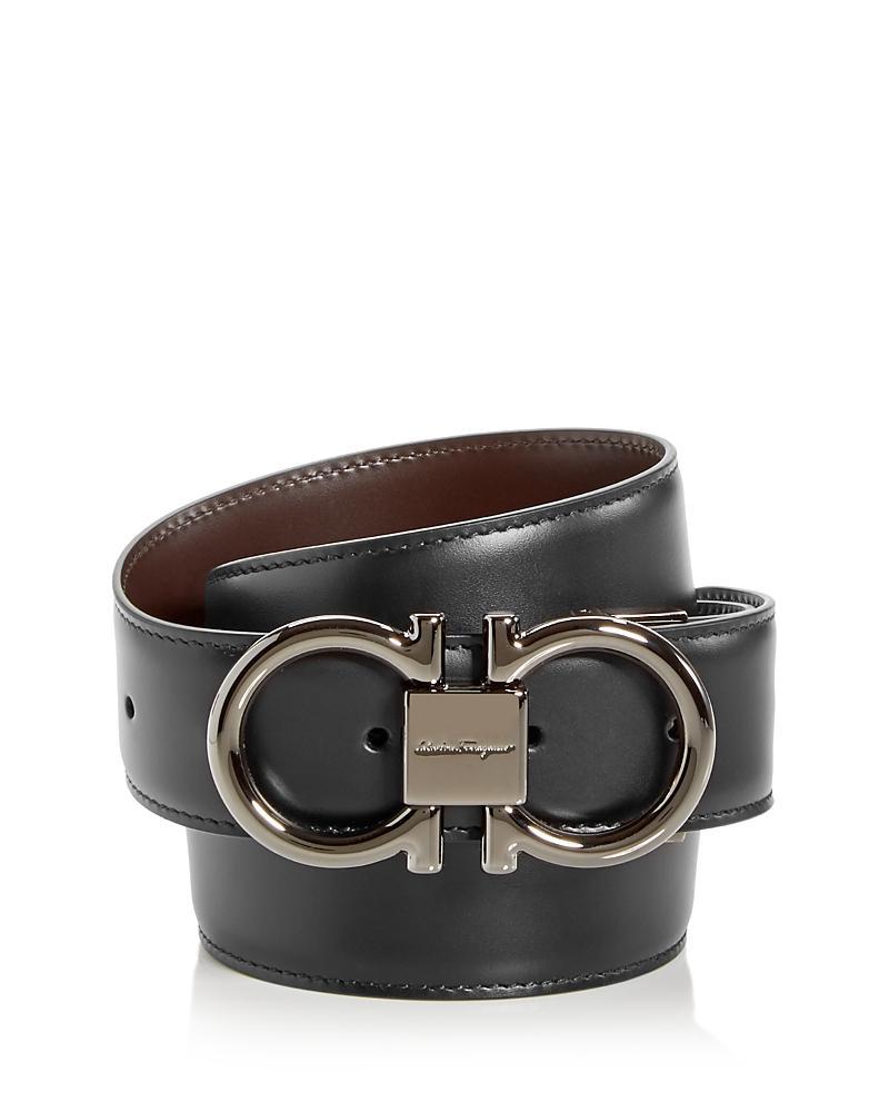 FERRAGAMO Gancio Reversible Calfskin Leather Belt Product Image