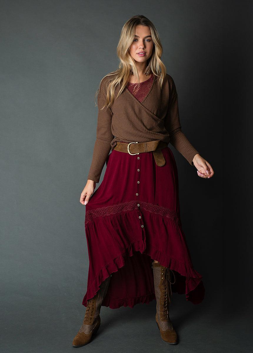 Alizah Skirt in Oxblood Product Image