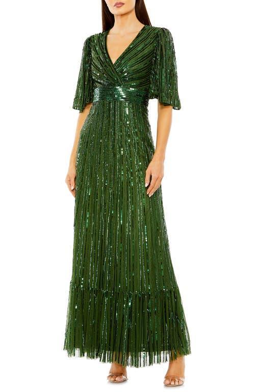 Mac Duggal Sequin Flutter Sleeve Gown Product Image