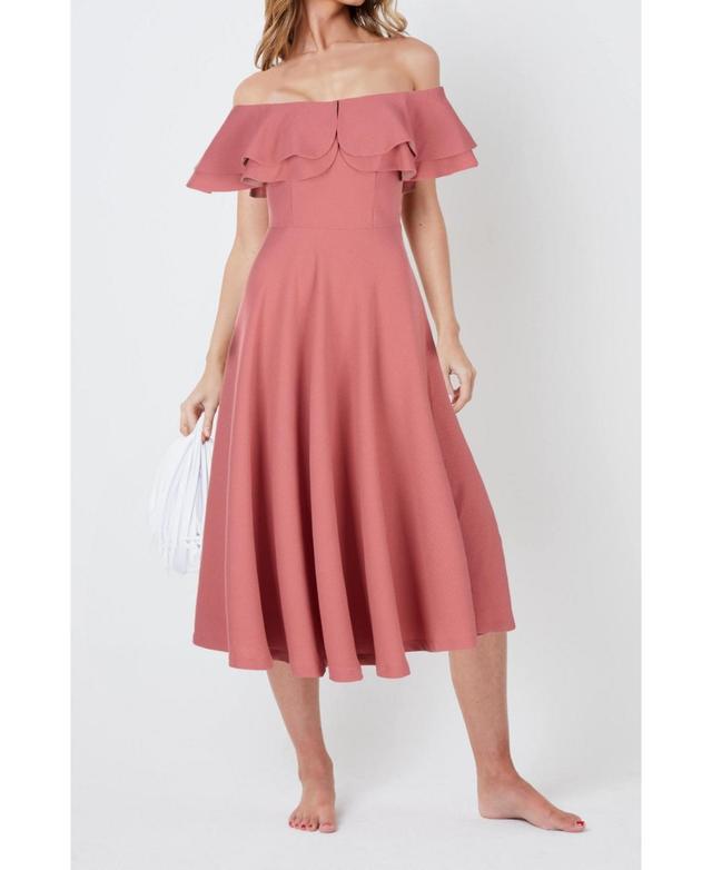 Creea the Label Womens Off the Shoulder Ruffle Midi Dress Product Image