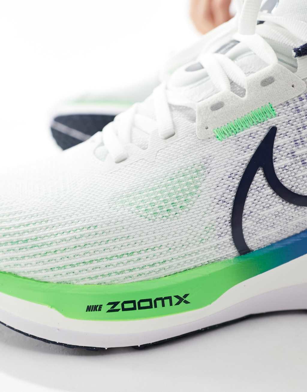 Nike Running Vomero 17 sneakers in white, blue and green Product Image