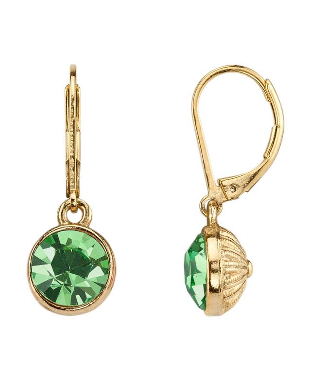 1928 Round Faceted Stone Drop Earrings, Womens, Green Product Image