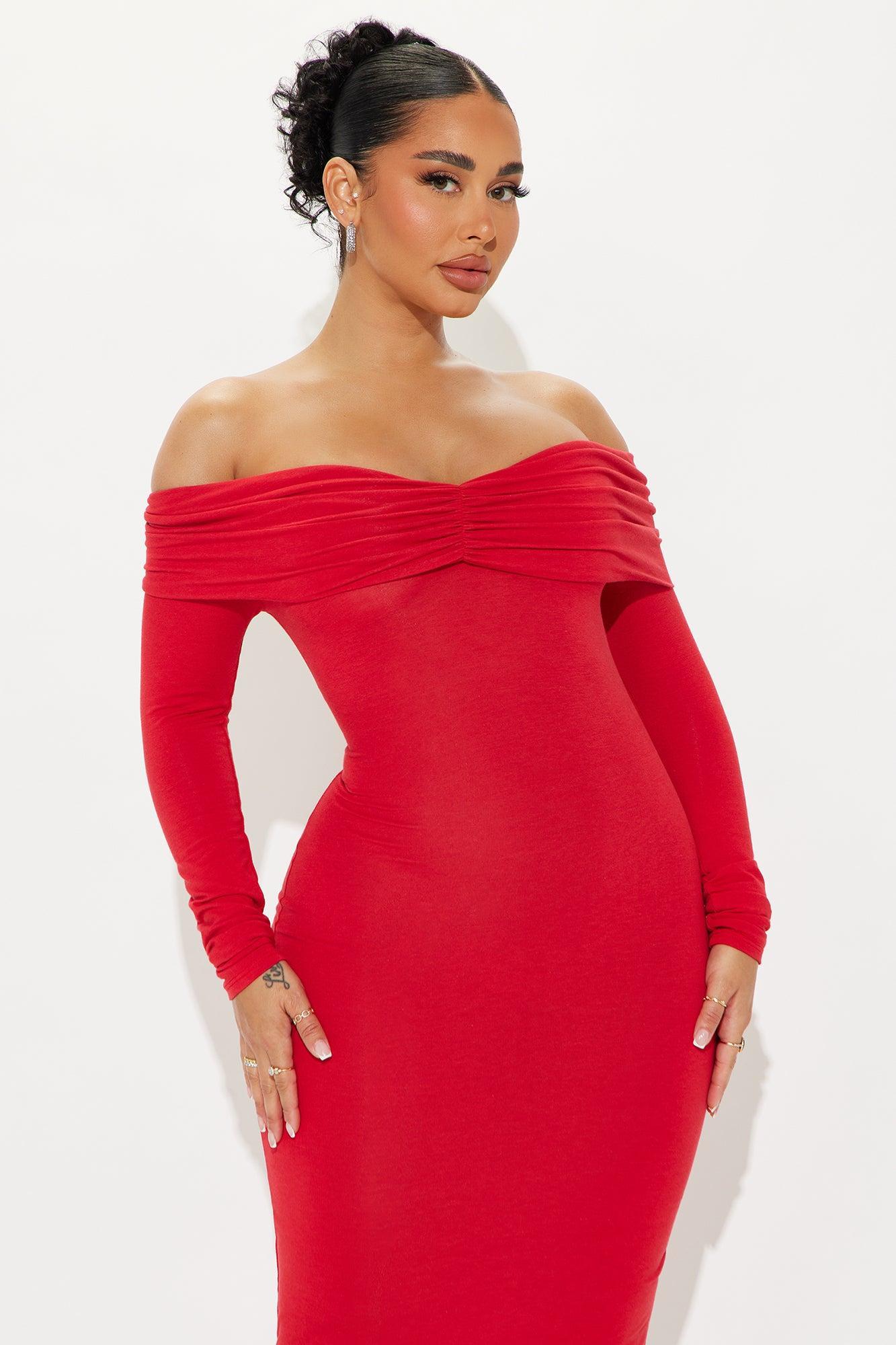 Sweet Like Honey Midi Dress - Red Product Image