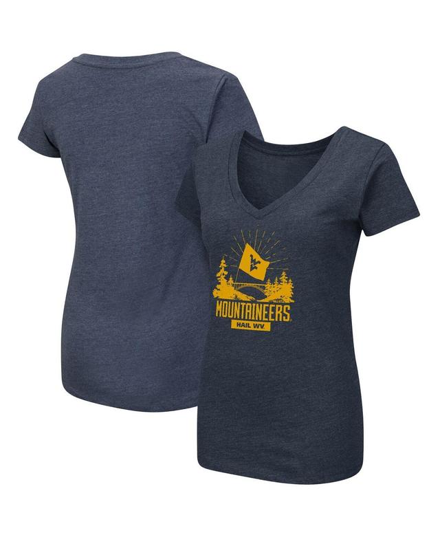 Womens Colosseum West Virginia Mountaineers Fan V-Neck T-Shirt Blue Product Image