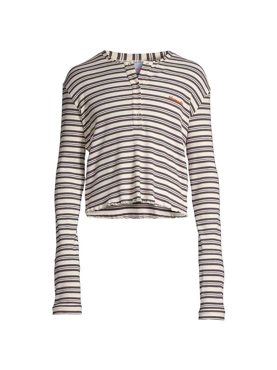 Mens Striped Cotton Henley Product Image