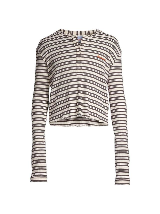 Mens Striped Cotton Henley Product Image