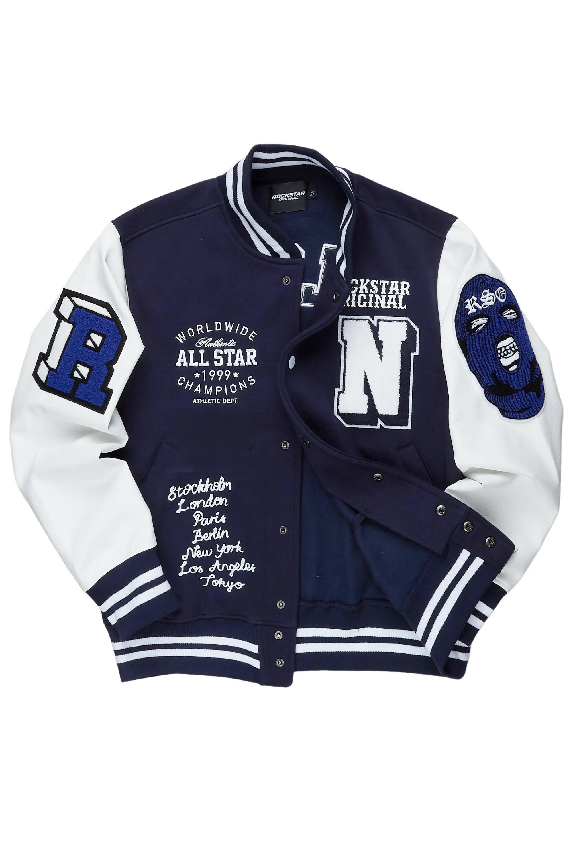 Ennis Navy Varsity Jacket Male Product Image