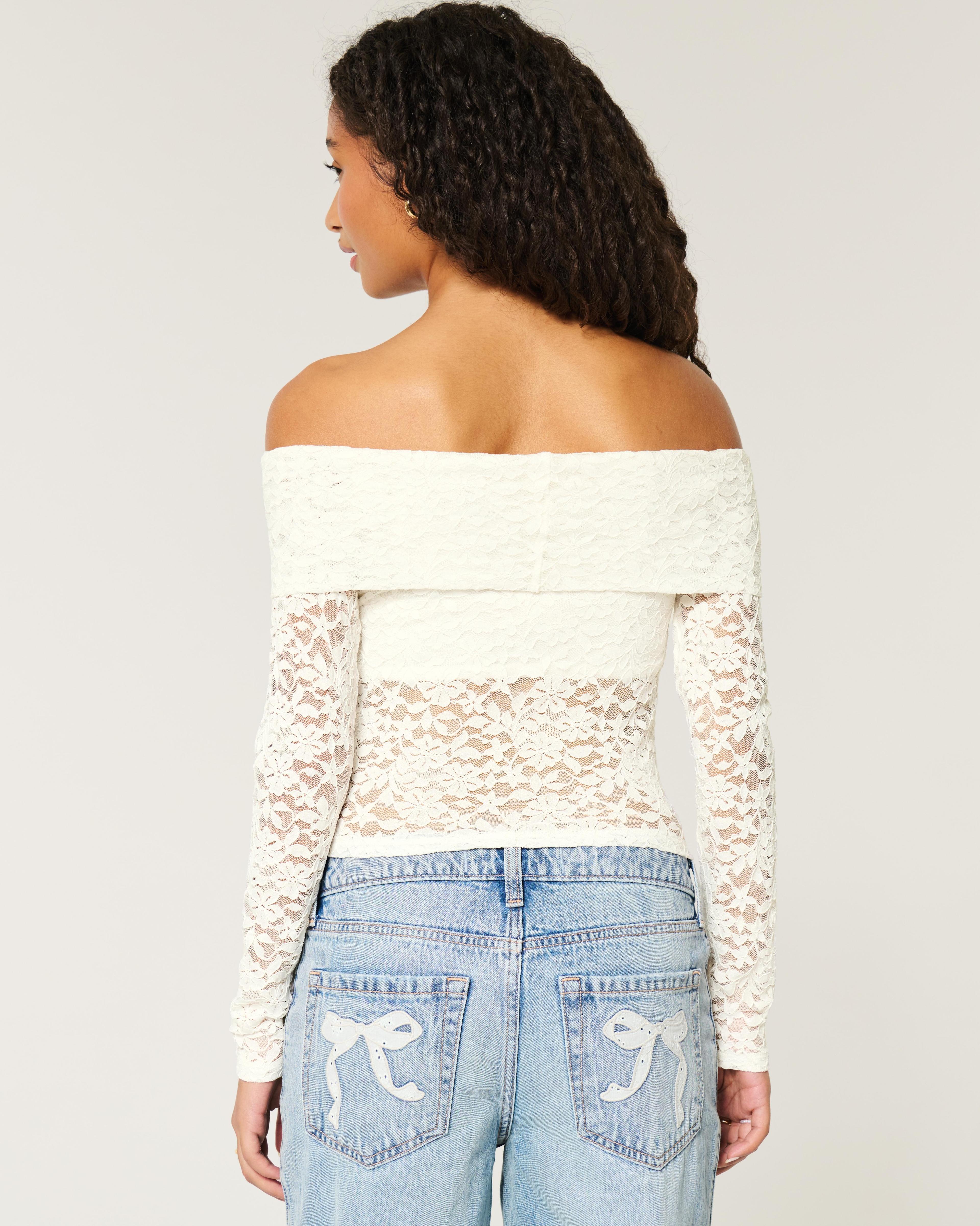 All-Over Lace Off-the-Shoulder Top Product Image