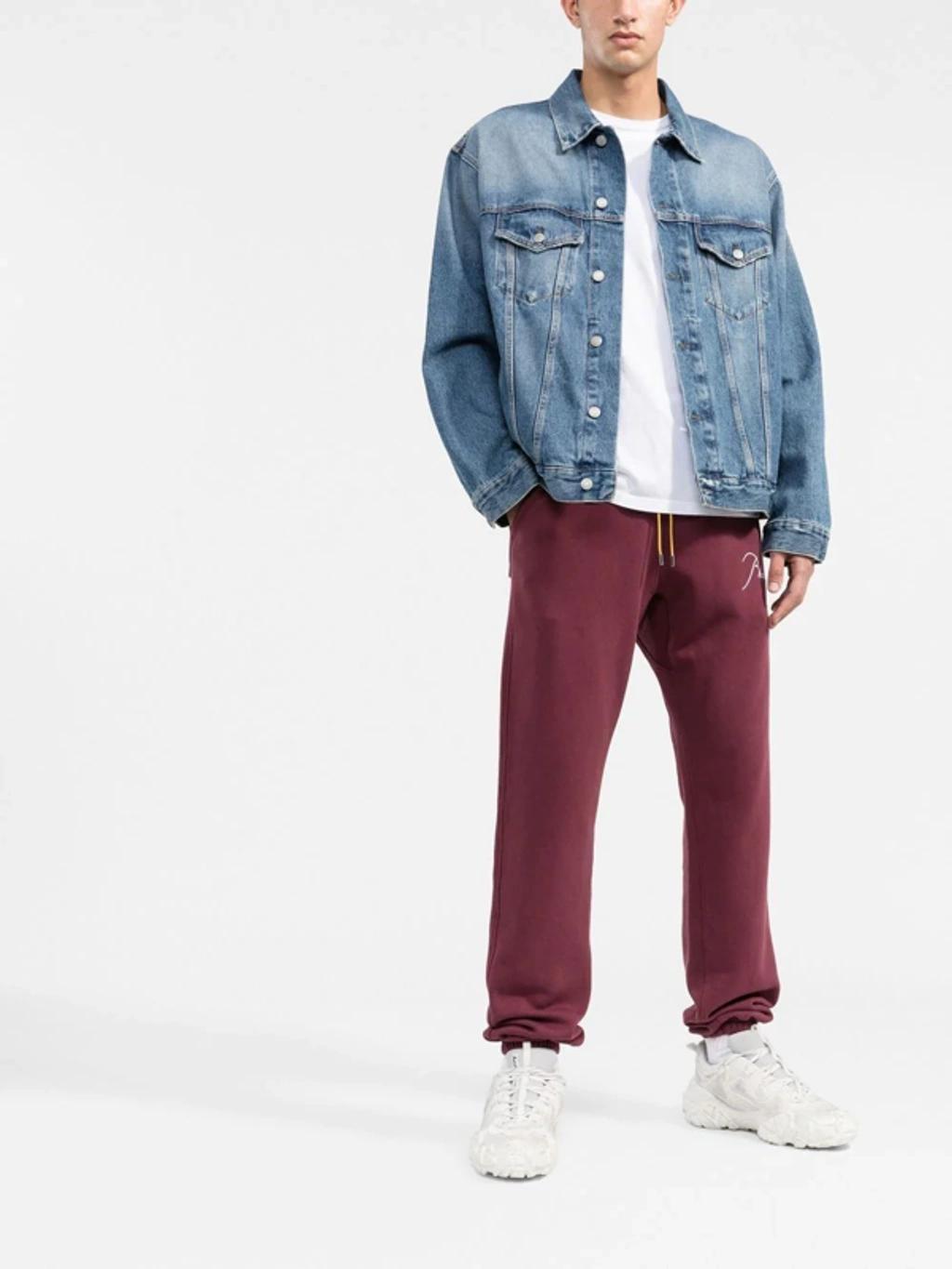 Tapered Logo-embroidered Cotton-jersey Sweatpants In Bordeaux Product Image