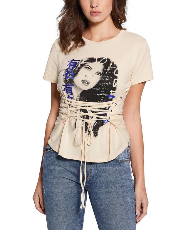 Guess Womens Manga Print Corset T-Shirt Product Image