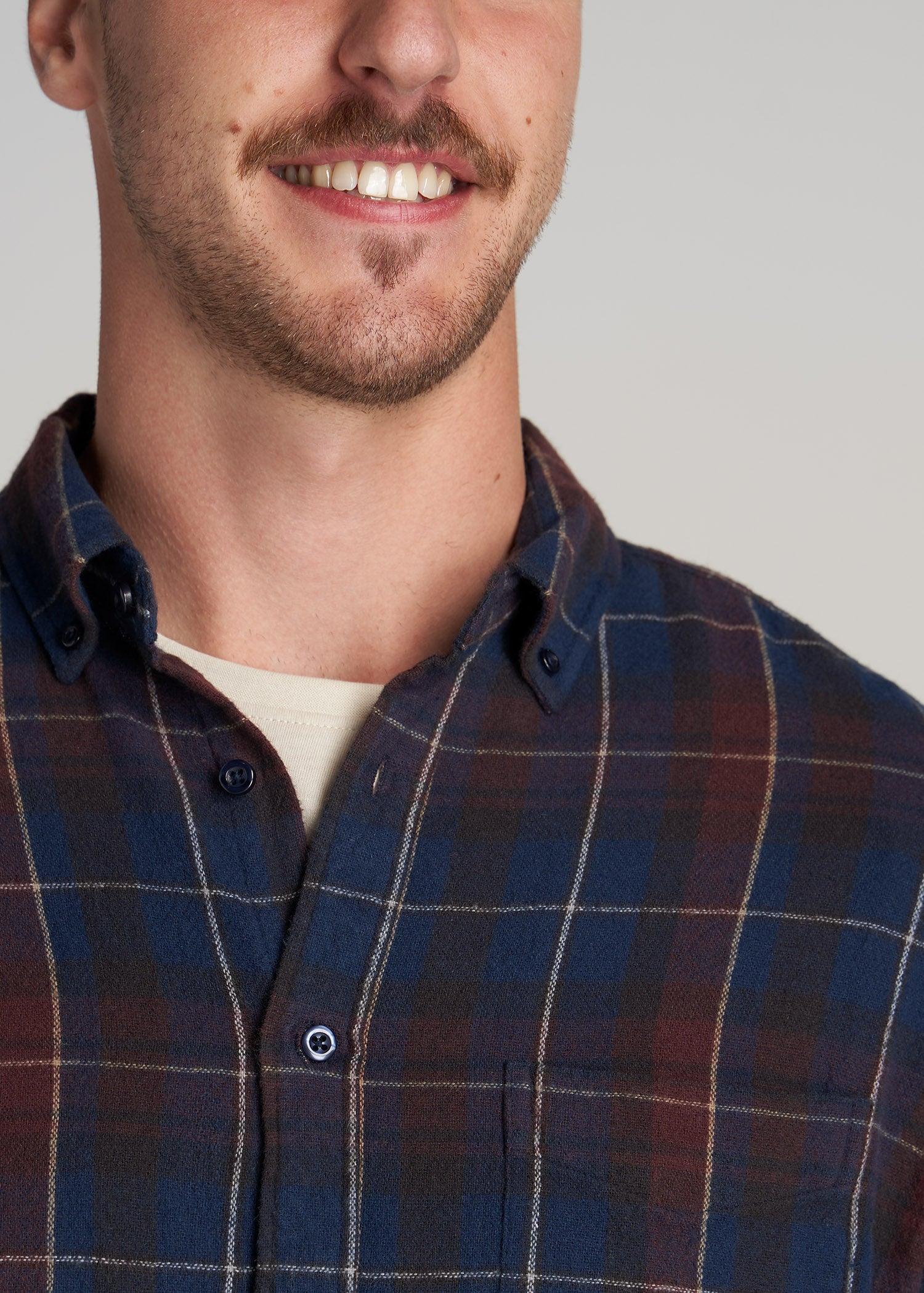 Men's Tall Nelson Button-Up Shirt in Port & Dark Cobalt Plaid Product Image