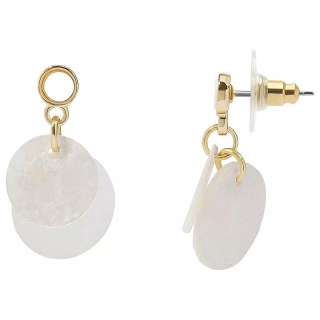 LC Lauren Conrad Gold Tone White Shaky Shells Mini Drop Earrings, Womens Product Image