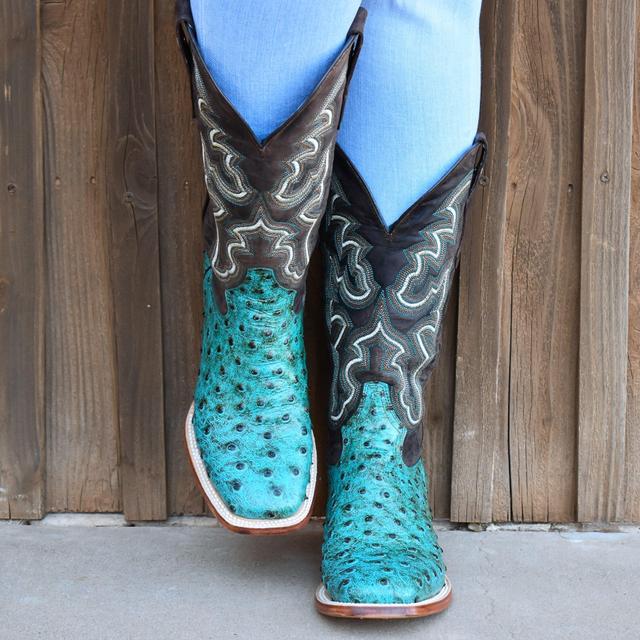 Turquoise Ostrich Leather Boots*  Product Image