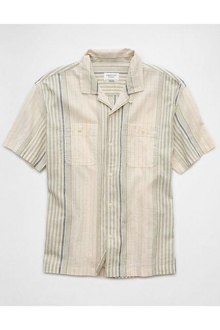 AE Linen-Blend Striped Button-Up Poolside Shirt Men's Product Image