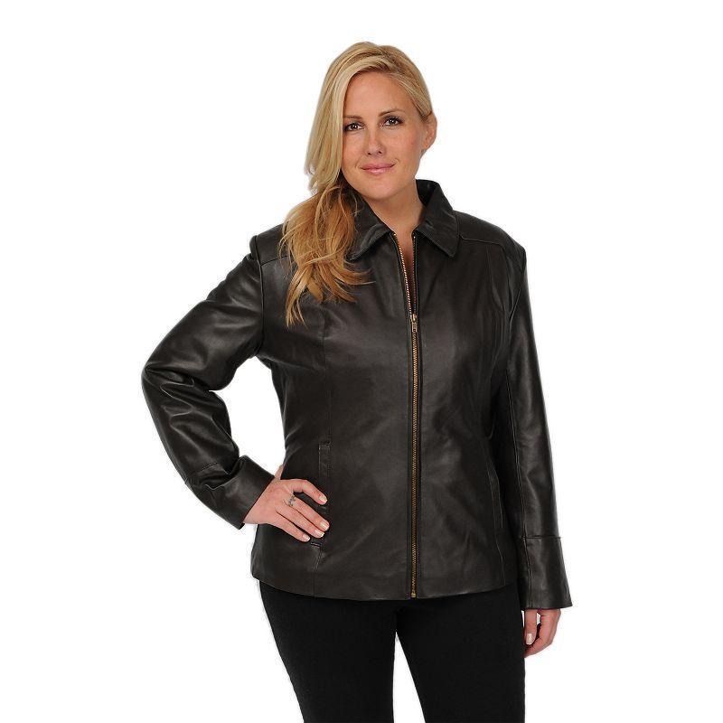 Plus Size Excelled Leather Scuba Jacket, Womens Brown Product Image