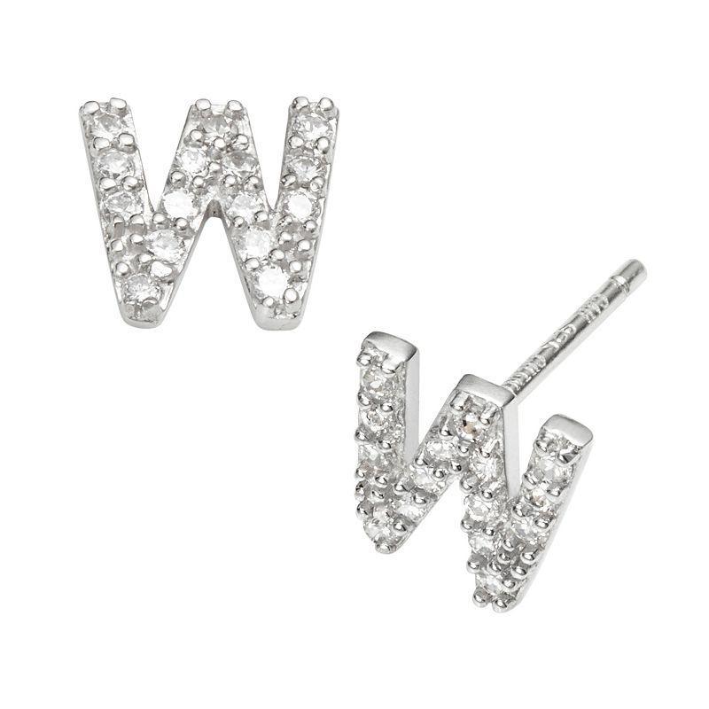 Sophie Miller Sterling Silver Cubic Zirconia Initial Stud Earrings, Womens Product Image