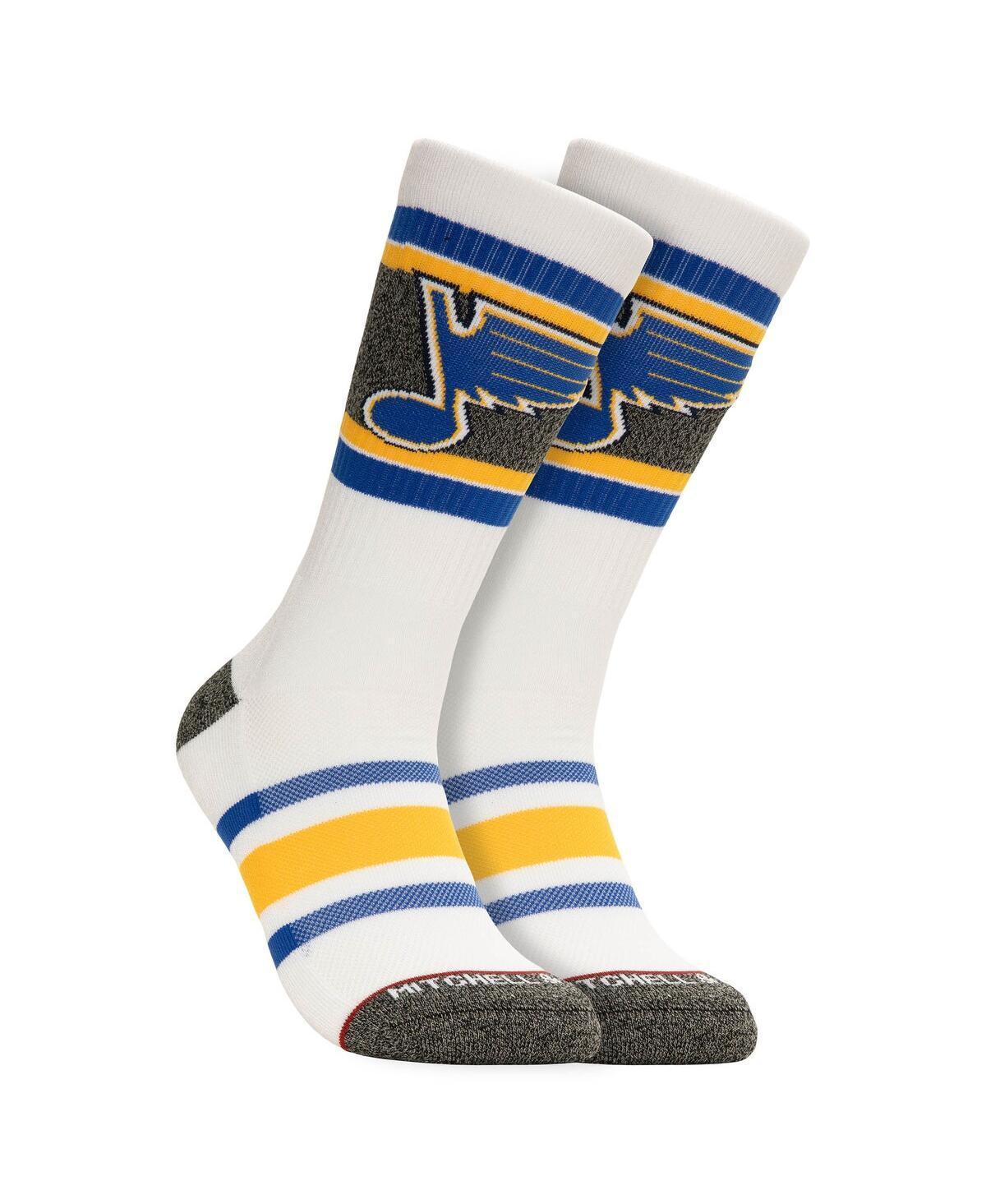 Mens Mitchell & Ness St. Louis Blues Cross Bar Crew Socks - White Product Image