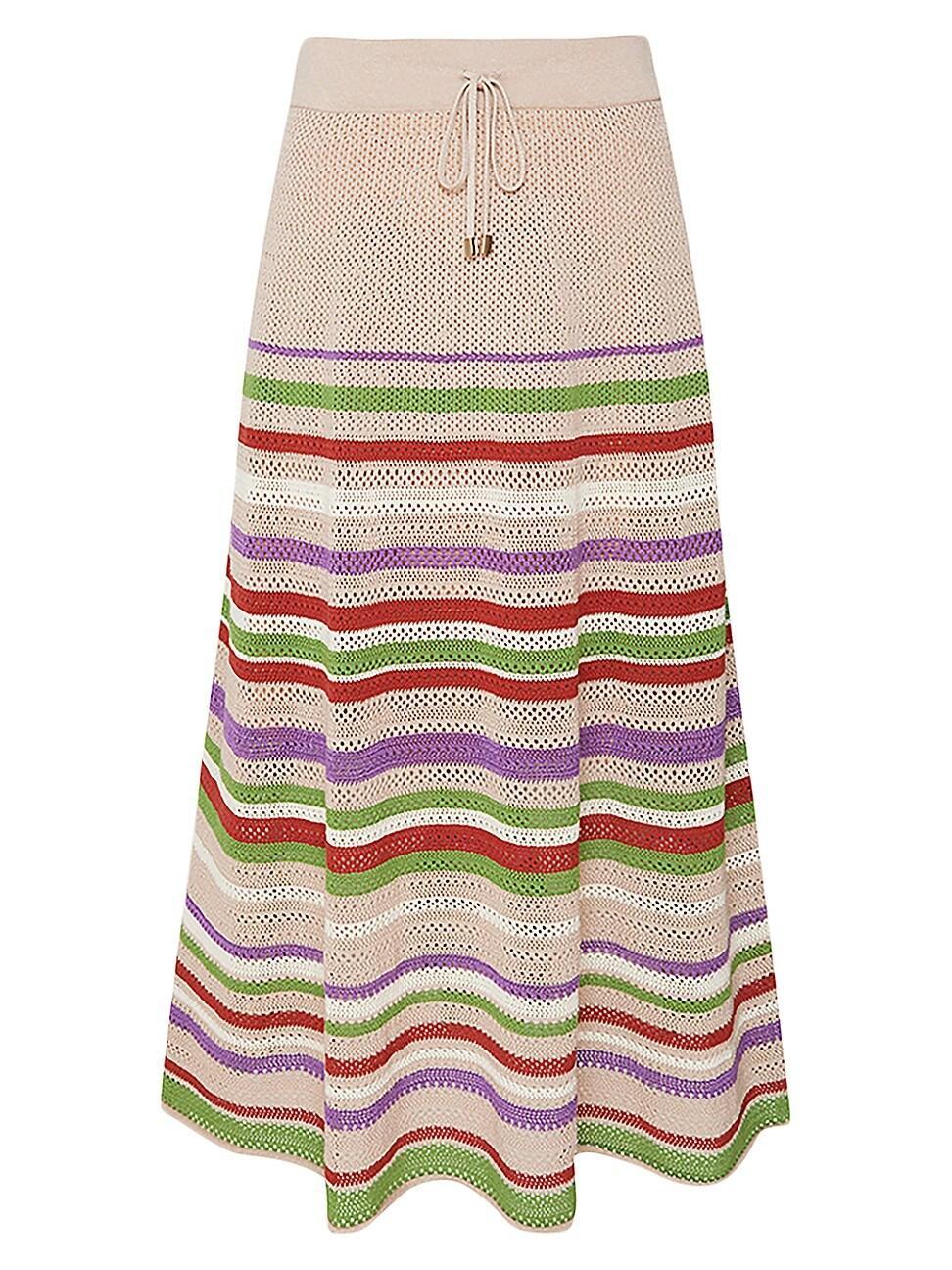 Womens Blaire Stripe Cotton-Blend Midi-Skirt Product Image