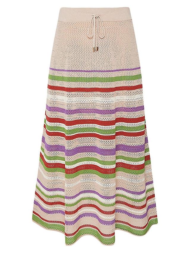 Womens Blaire Stripe Cotton-Blend Midi-Skirt Product Image