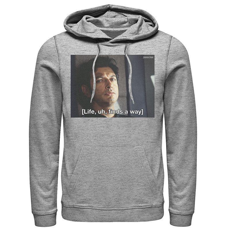 Mens Jurassic Park Life Finds A Way Goldblum Jeff Stare Pullover Hoodie Grey Heather Product Image