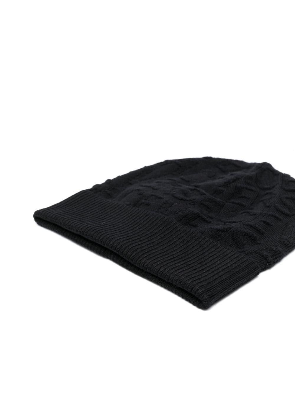 Logo-pattern Wool Beanie In Black Product Image