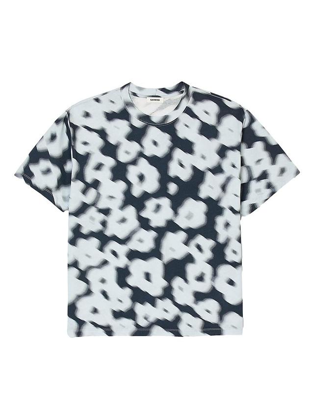 Mens Blurry Floral Cotton T-Shirt Product Image