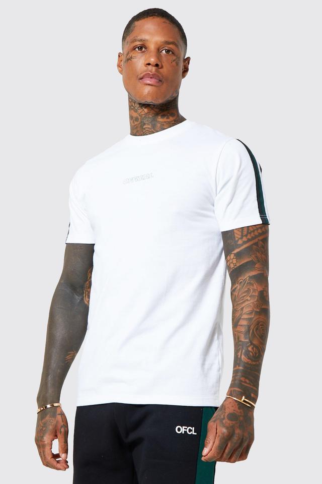 Official Print T-shirt With Tape Detail | boohooMAN USA Product Image