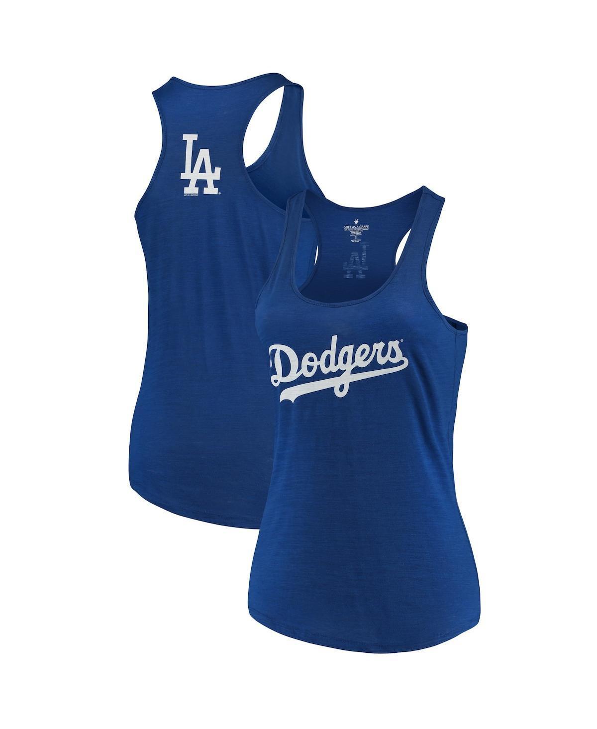 Womens Soft as a Grape Royal Los Angeles Dodgers Plus Size Swing for the Fences Racerback Tank Top Product Image