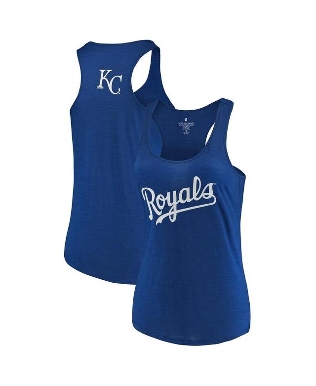 Womens Soft as a Grape Royal Kansas City Royals Plus Size Swing for the Fences Racerback Tank Top Product Image