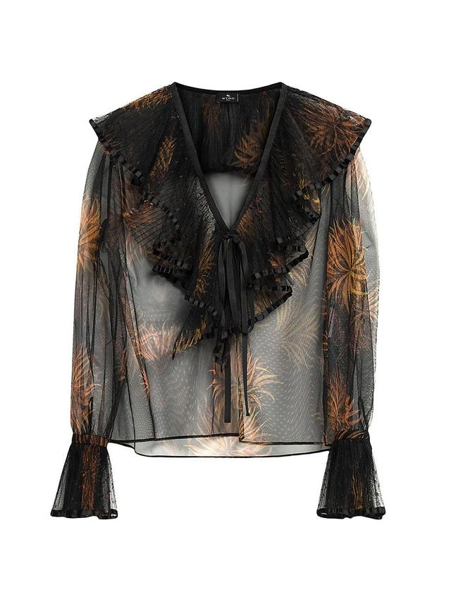 Womens Dahlia Floral Organza Ruffle Top Product Image