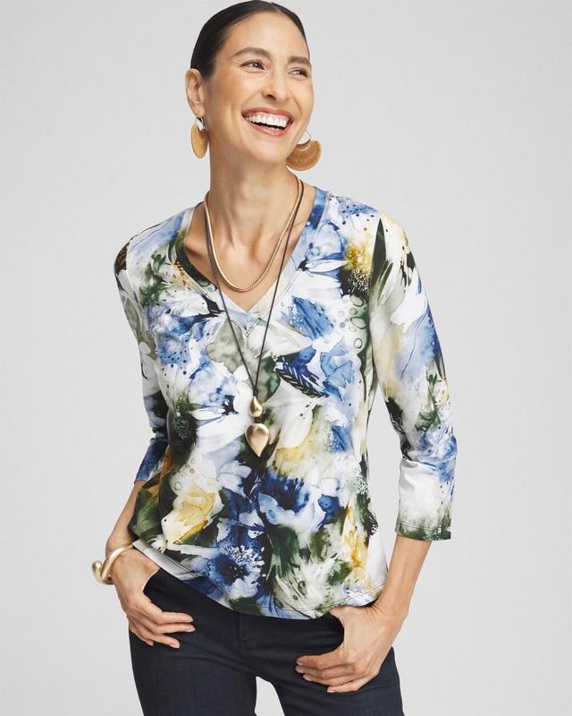 Women's Floral 3/4 Sleeve Perfect Tee Product Image