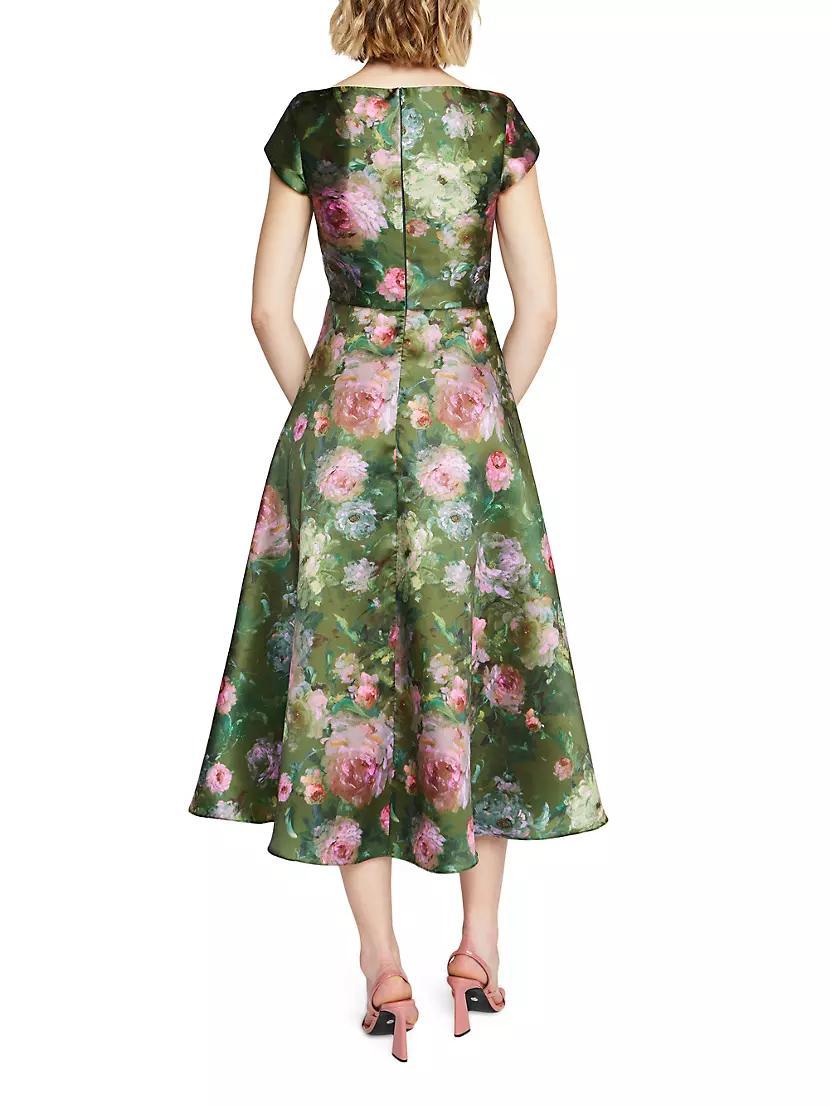 Libby Floral Satin Midi-Dress Product Image