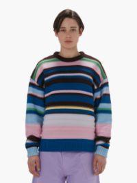 STRIPED CREWNECK SWEATER in blue | JW Anderson US  Product Image