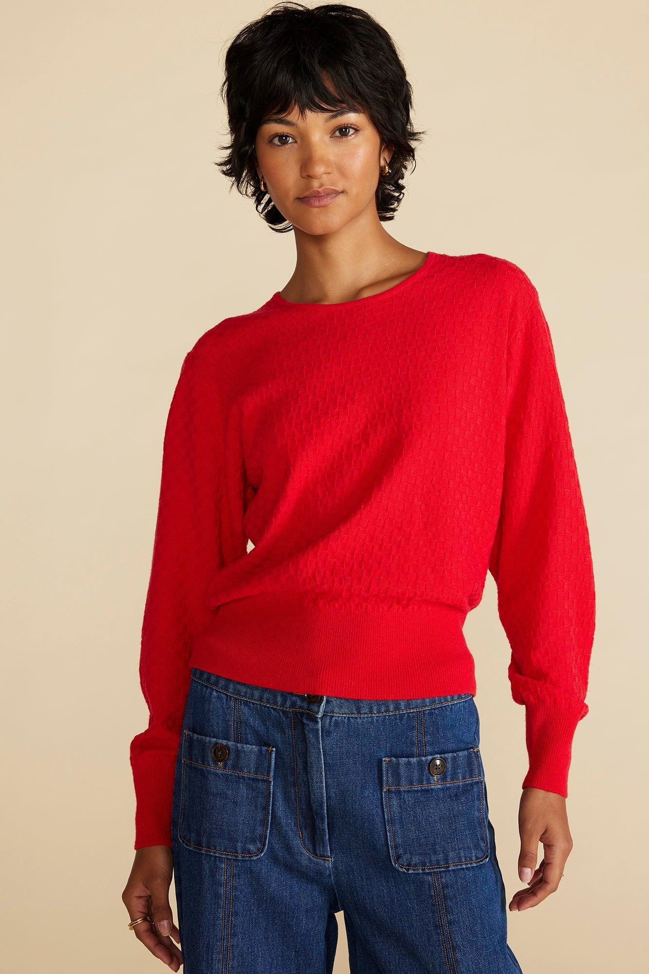 Daphne Novelty Stitch Sweater - Red product image