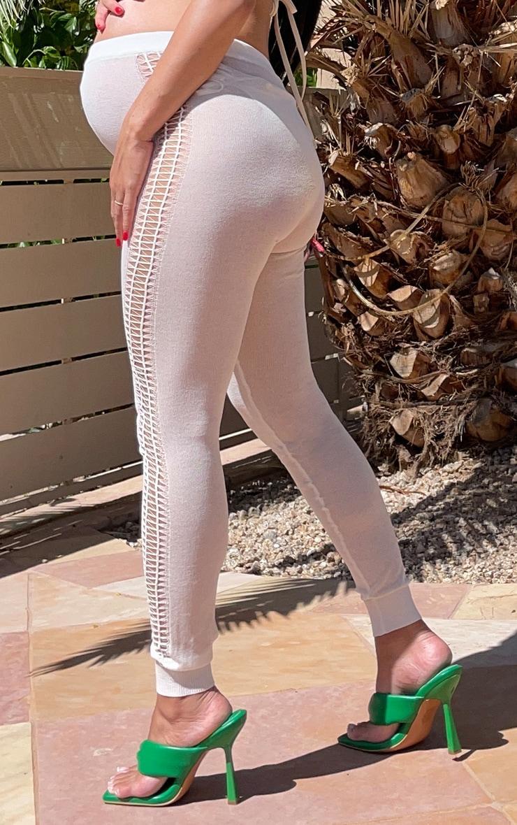 Maternity Cream Sheer Ladder Detail Legging Product Image