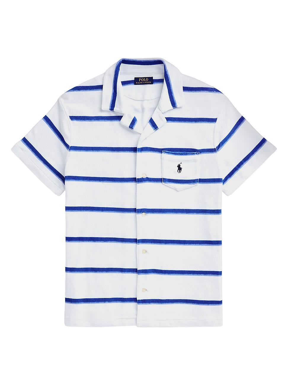 Mens Striped Cotton-Blend Camp Shirt Product Image