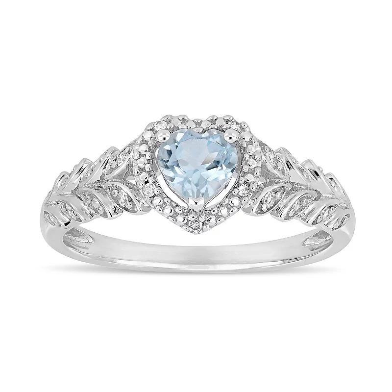 Stella Grace 10k White Gold Sky Blue Topaz & Diamond Accent Heart Ring, Womens Product Image