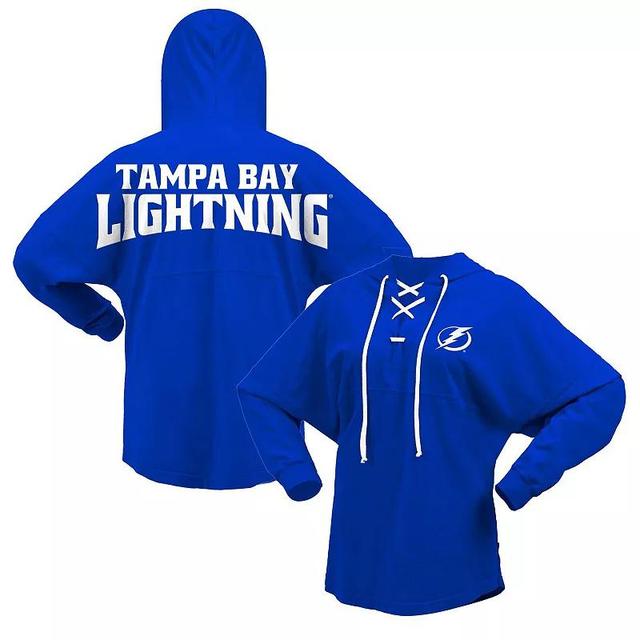 Womens Fanatics Branded Blue Tampa Bay Lightning Jersey Lace-Up V-Neck Long Sleeve Hoodie T-Shirt Product Image