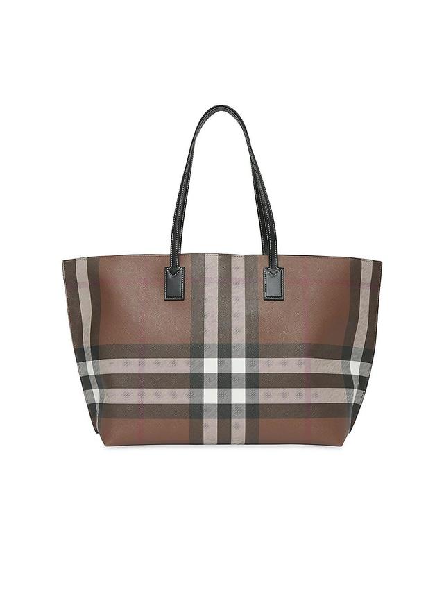 Womens Medium Check & Leather Tote Product Image