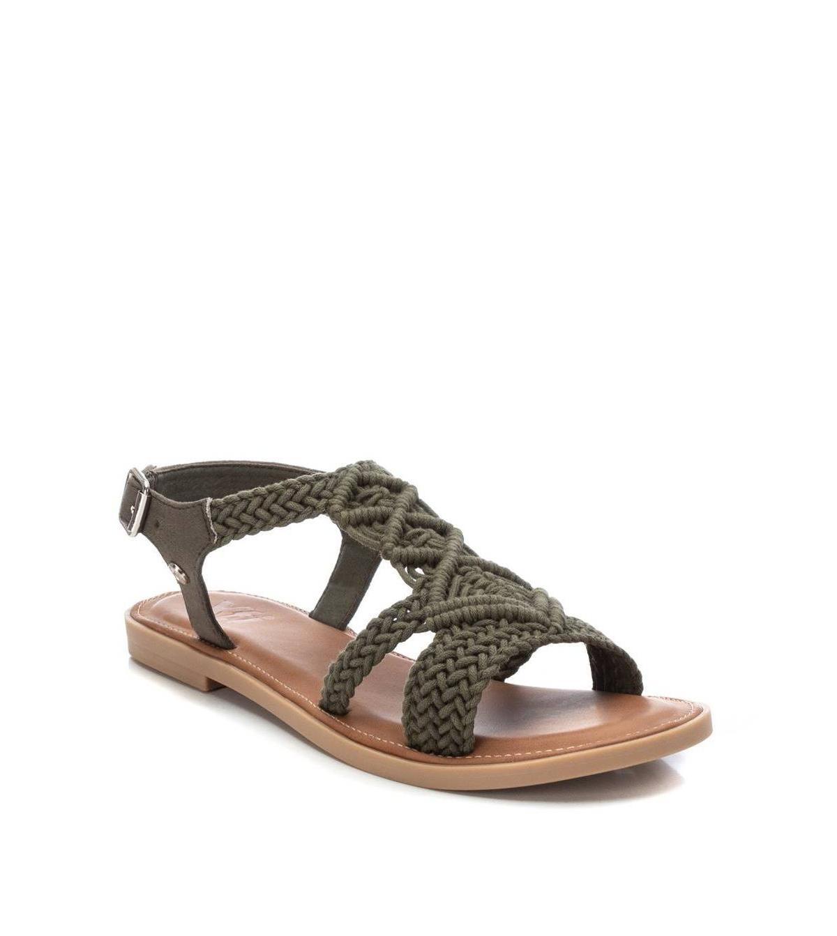 Xti Womens Braided Strap Flat Sandals Green Product Image