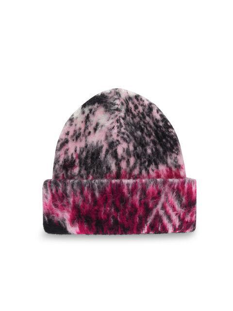 Fuchsia, black and white beanie Product Image