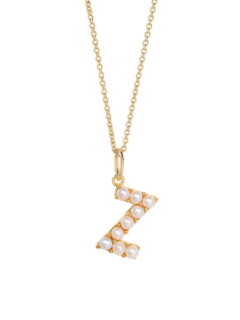 Womens Bridget Initial 14K-Gold-Plated & Freshwater Pearl Necklace Product Image